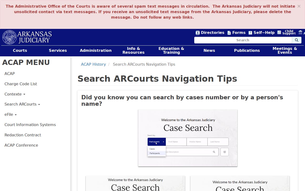CourtConnect advanced search filters for Scott County cases