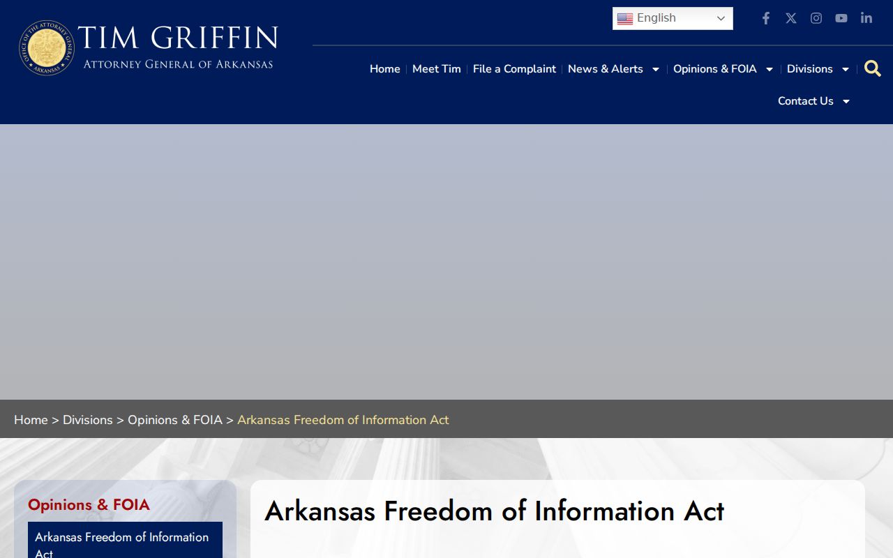 Arkansas Attorney General Freedom of Information Act request guidance