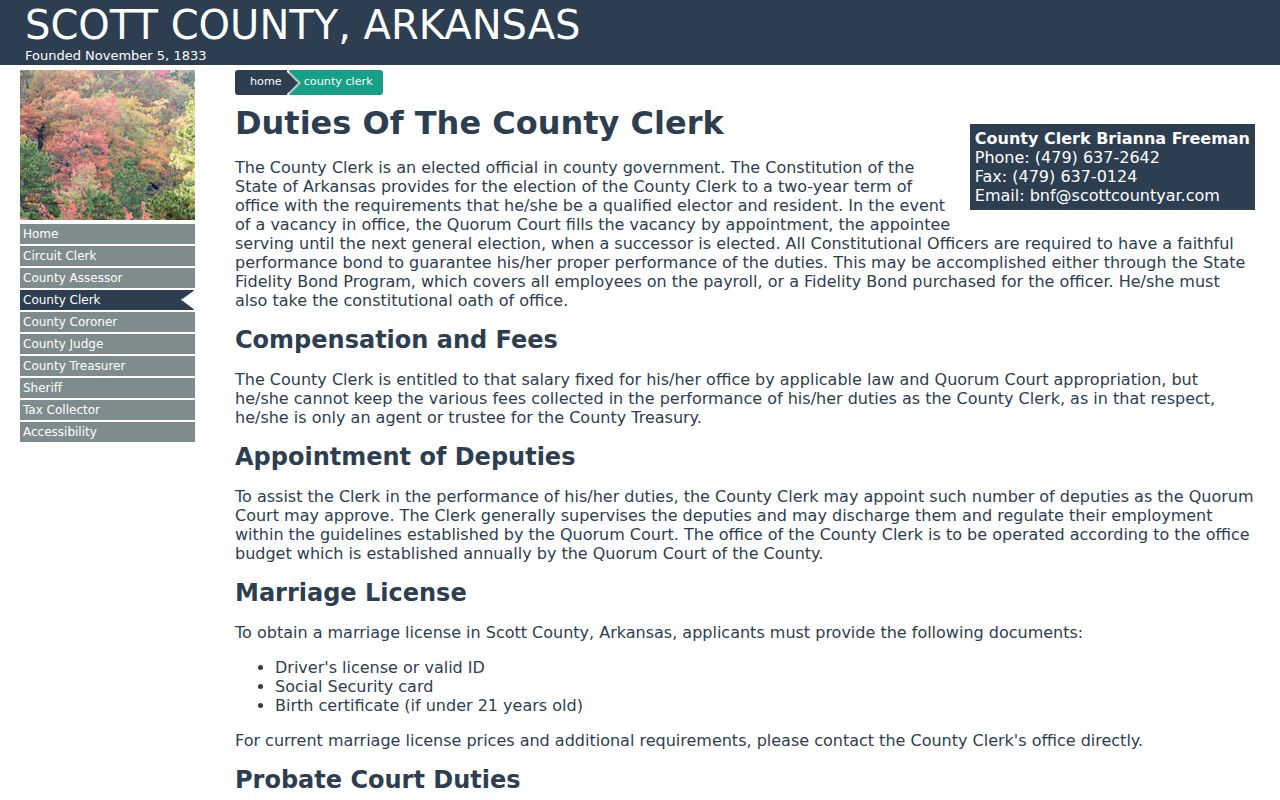 Scott County warrant records County Clerk role distinction